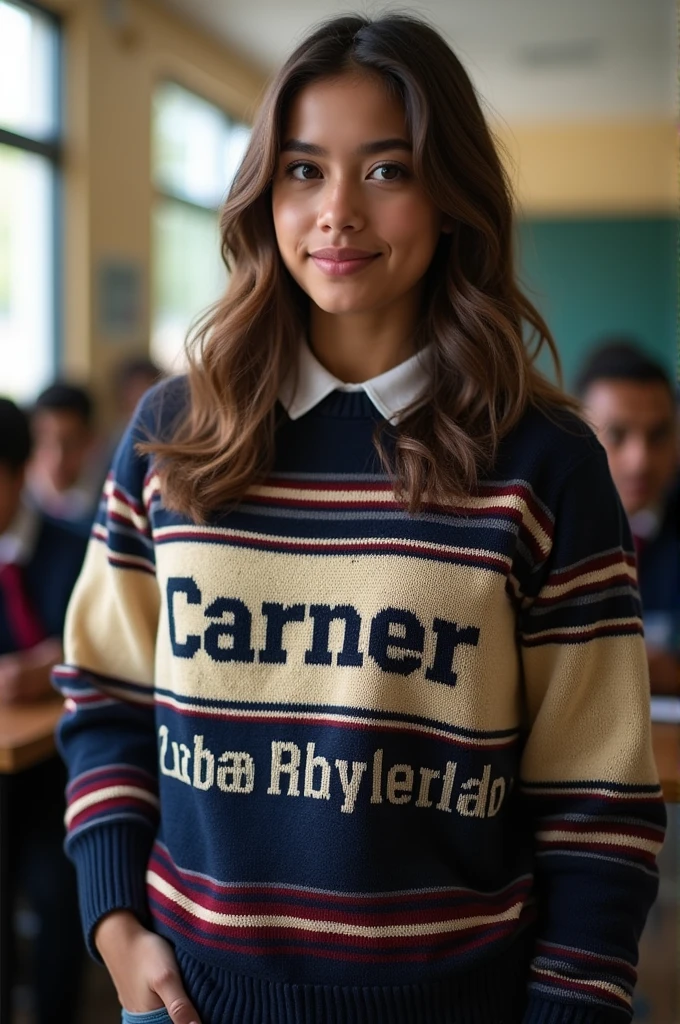 A high school senior sweater that says Liceo El Carmen 