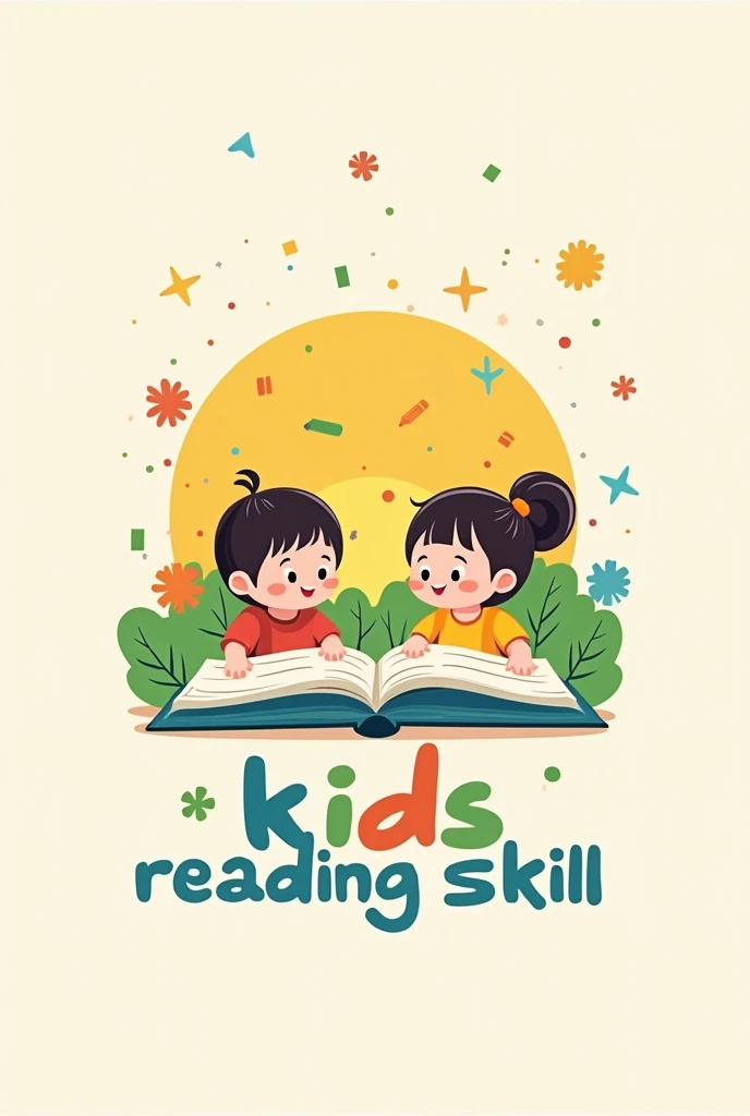 A logo of preschool that will written as slogan " Kids Reading Skill "