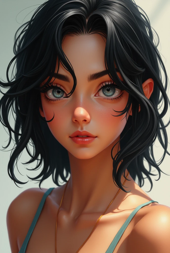 *Holly has messy medium-length black hair. She has somewhat tanned skin, probably from being outside a lot and getting lots of sun. She’s of average/slightly curvy build (not overly thin or thicc) and has grey-blue eyes. She’s very pretty. Personality wise, she’s snarky, sarcastic and sassy. She also is somewhat protective of people she likes and is bold and confident in the face of others who try to put her down.*