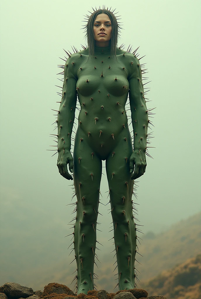 Generates a catuctus version of a person and a woman with a fake smile