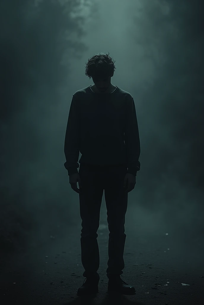 Man out of love, dark background and you can't see his face