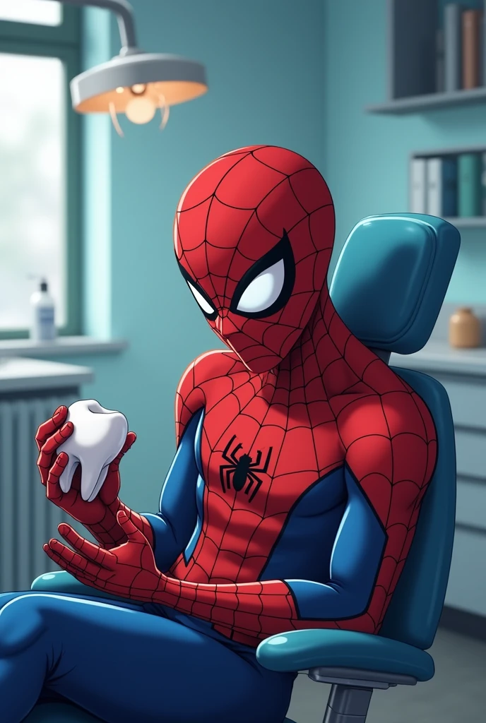 anime hd spiderman in a dentist office pulling out tooth anime 8K