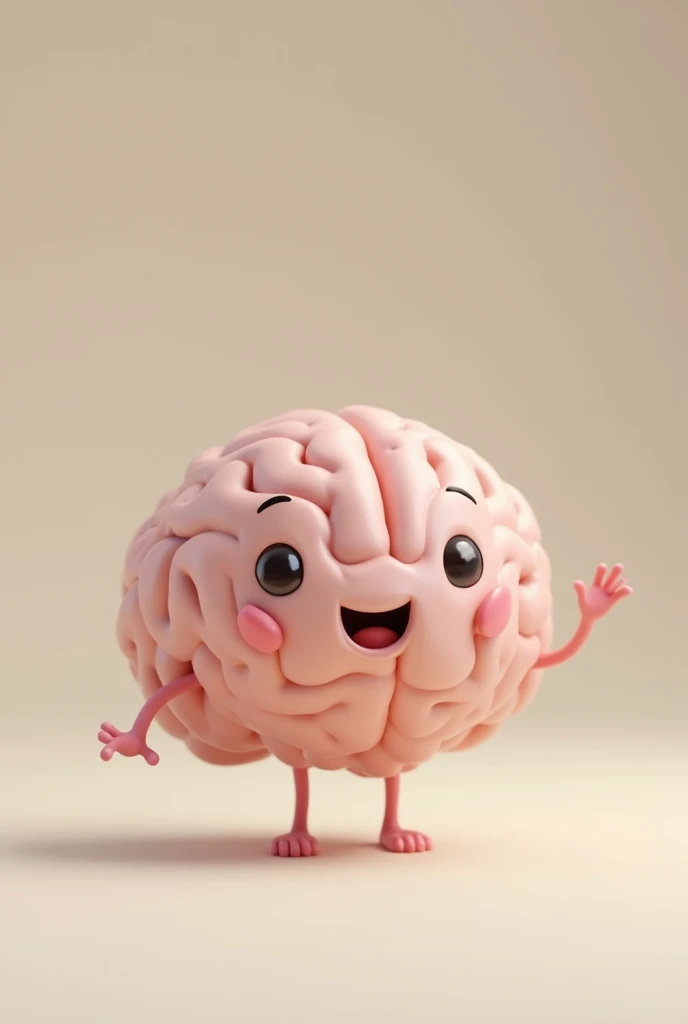 An animated brain with little eyes, little arms and legs Make it look tender 