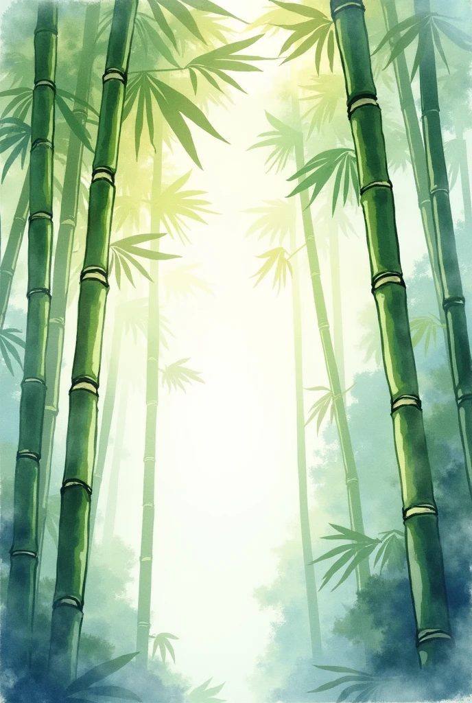 Create a bamboo image drawn and painted with watercolor