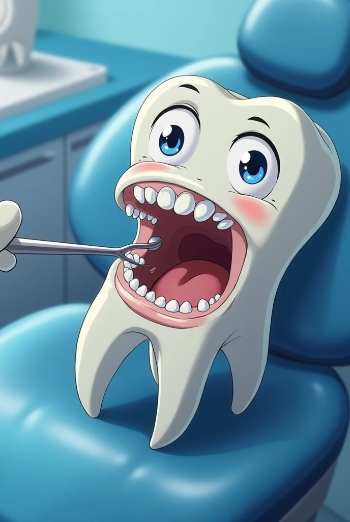 anime hd Sid from ice age in a dentist office pulling out tooth anime 8K