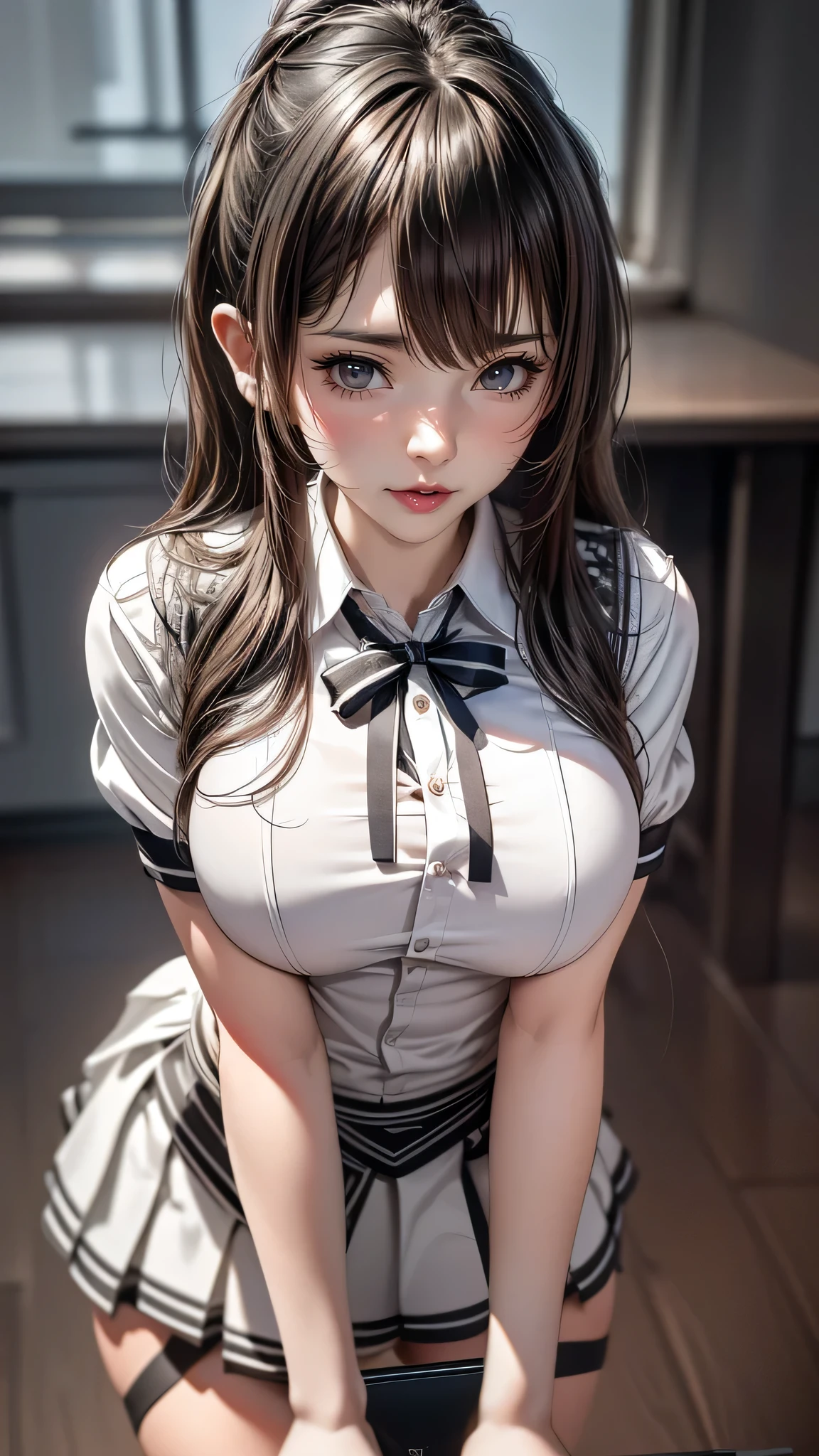 (high school girl uniform),(random porn pose),(Thin type:1.8),(big breasts),(random hairstyle),(Highest image quality,(8k),ultra-realistic,best quality, high quality, high definition, high quality texture,high detail,beautiful detailed,fine detailed,extremely detailed cg,detailed texture,a realistic representation of the face,masterpiece,Sense of presence)
