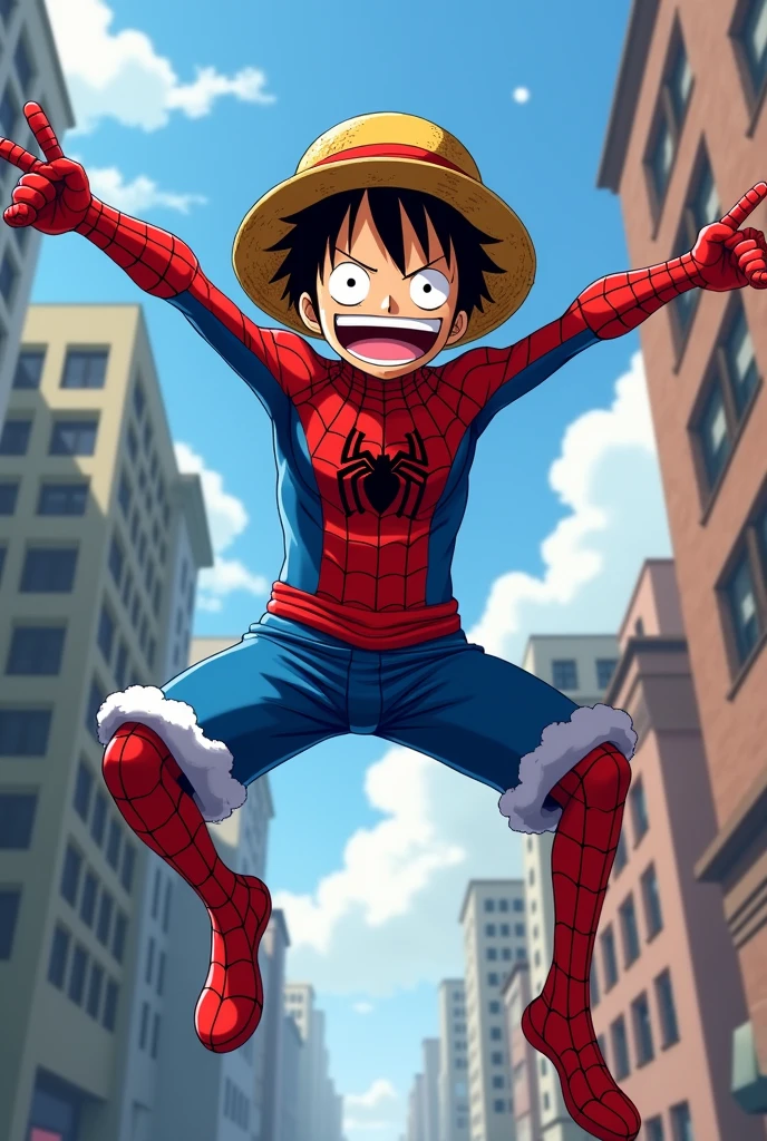 Luffy déguisé en Spiderman