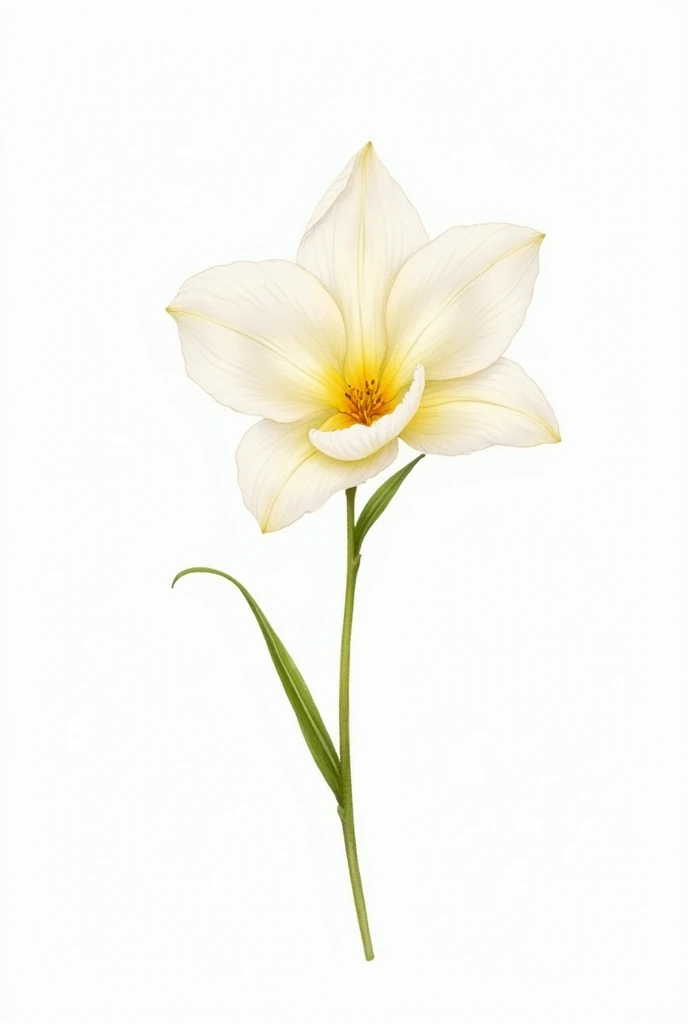 Create a vanilla flower image drawn and painted with watercolor on a white background