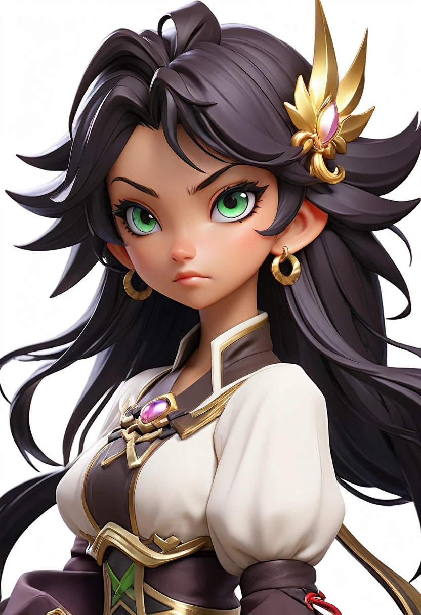 (((apenas um personagem))), perfil, 1 , mascle, brown skin, Bblack hair, greeneyes, Impacto Kaeya Genshin, fantasia final xiv, attack posture.