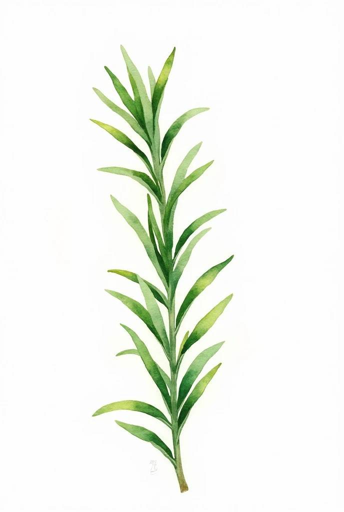 Create an image of rosemary drawn and painted with watercolor on a white background 