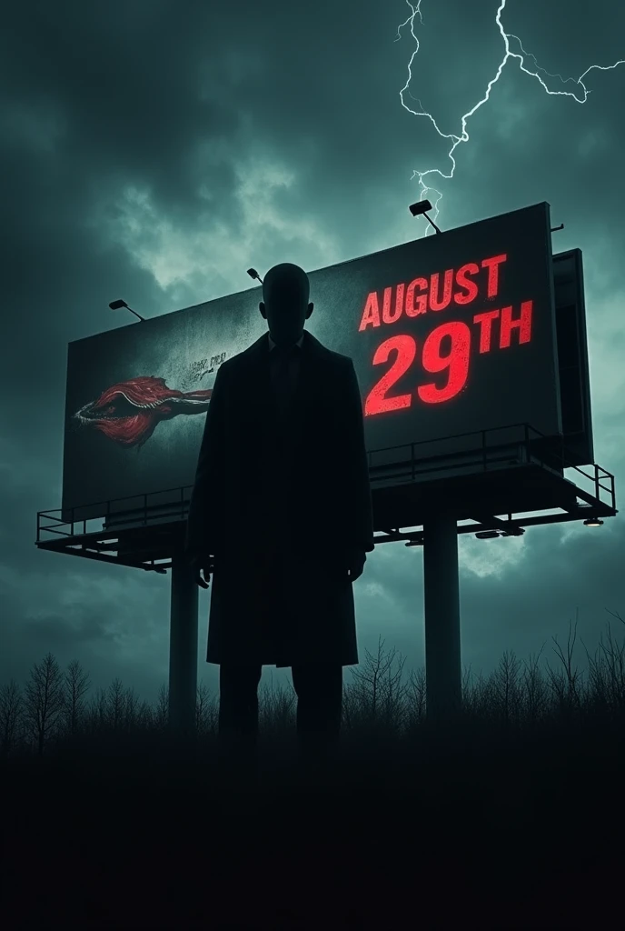 "The man from America " August 29th horror billboard