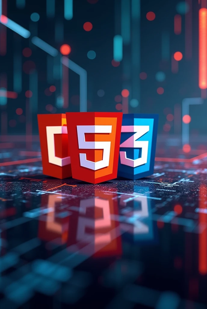 background with technological lines and the HTML CSS logo JAVA logo

