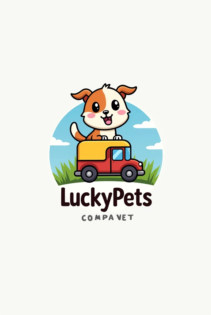 Hi, can you create a logo for a clinic called "LuckyPets" please, The design is up to you context: LuckyPets is a company dedicated to transporting pets to different locations such as veterinary clinics, Hotels, etc. Keep the design but add a car please