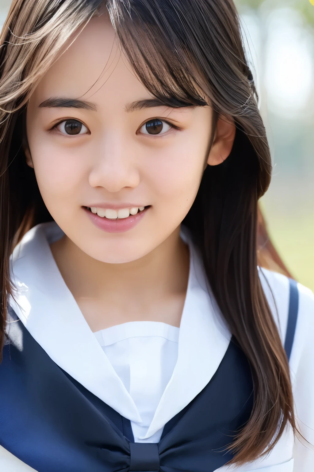 (Raw photo:1.2), (Photorealistic:1.4), Sailor suit, A young Japanese woman, Calm expression, Gently glance over, Long black hair, having a modest smile, detailed face, detailed eyes, Running with her skirt fluttering, Background is a school hallway, 10 second video