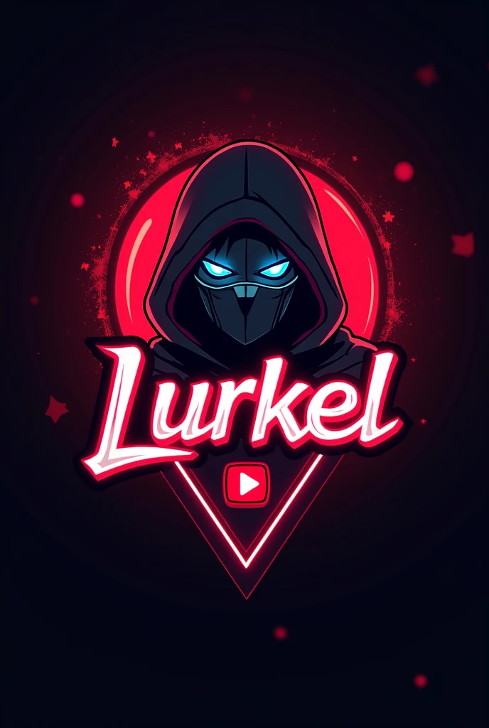 This is a gaming logo that features the name "lurkel" in a futuristic font and a red  colour and adult boy Anime avtar with mask and blue eyes, The logo also hasa stylized controller icon and a You tube play button in the background. The logo is designed to be attractive and eye-catching,, and to appeal to gaming enthusiasts and You Tube viewers. I hope like it.