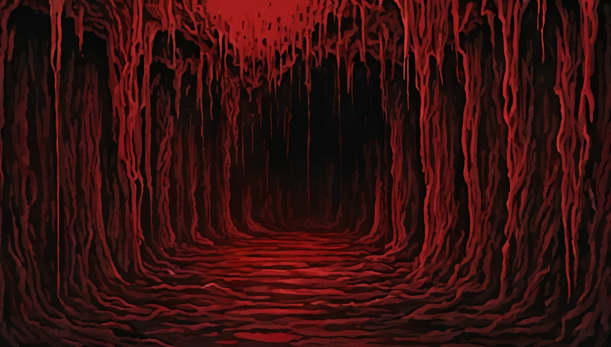 Dark Catacombs, red walls, walls in blood, horror, dark,