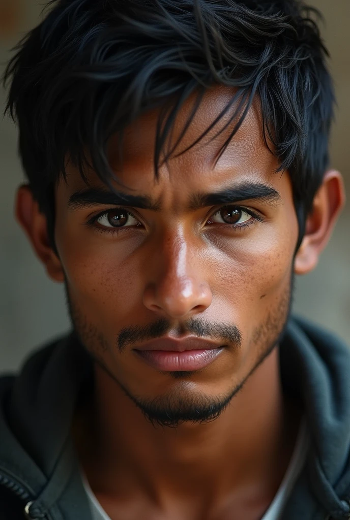 create an image of a 2, Peruvian, only the face of the young man.