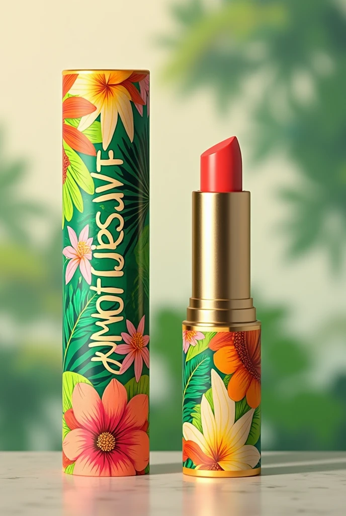 Create a lip balm with tropical packaging 