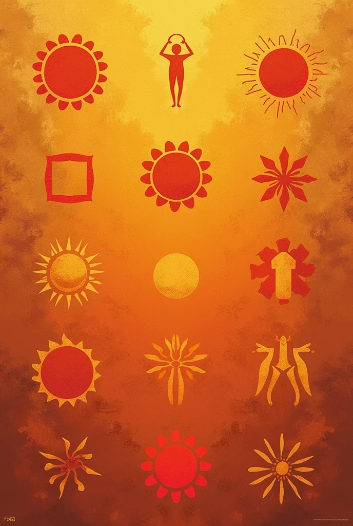 Brown aesthetic wallpaper with sunburn symbols and vertical