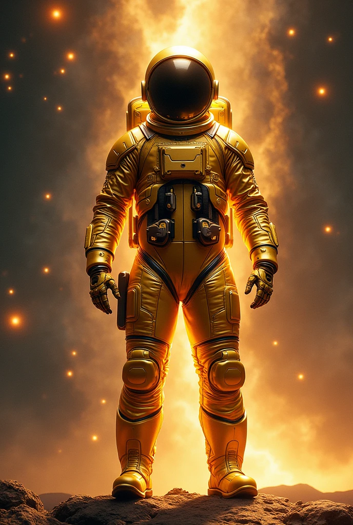 Gere uma banner com um astronauta gold