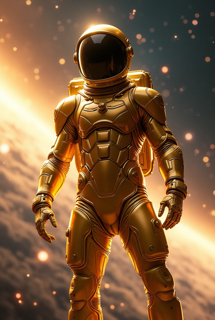 Gere uma banner com um astronauta gold