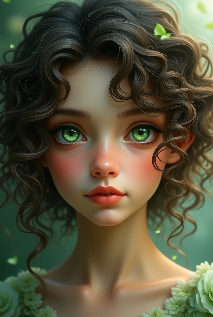 girl with curly green eyes