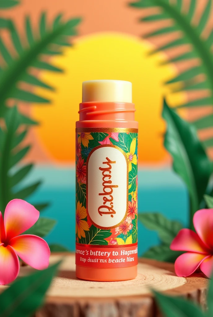 Create a lip balm with a tropical packaging