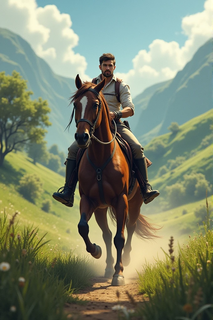 Create a photo of me riding a horse from an image of me