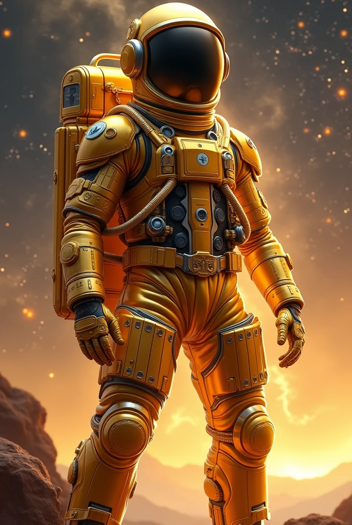 Gere uma banner com um astronauta gold