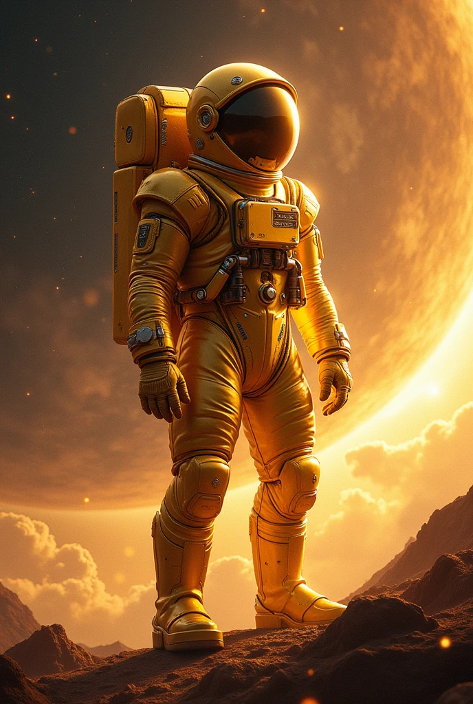 Gere uma banner com um astronauta gold