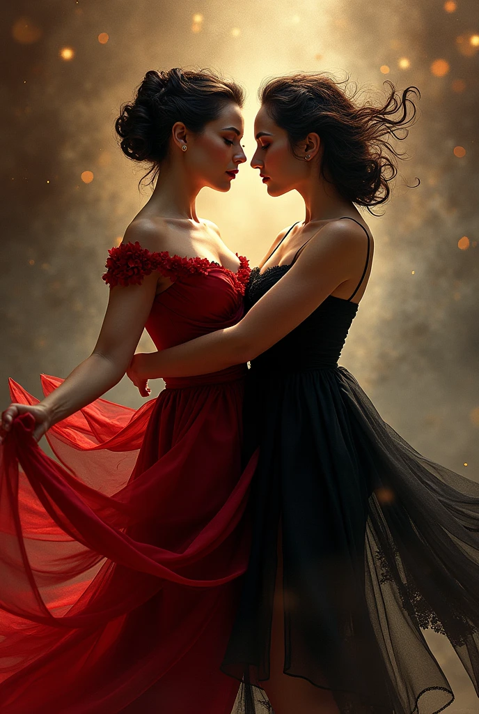 Make me an ideal poster to promote CARMEN., a ballet and contemporary dance performance, something very passionate, that she sells and that another woman in black appears with CARMEN.
Let it be more ballet-like and let the 2 women come out, like a mirror,ballet good, more mirror