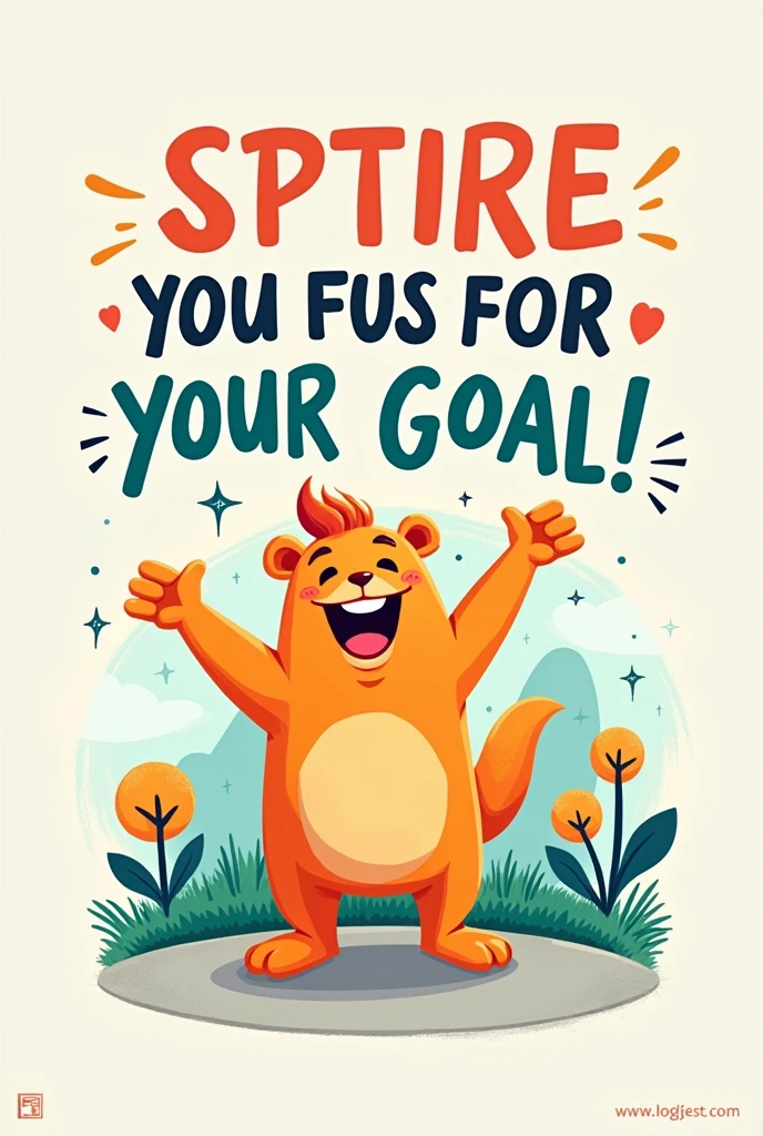 Create me a motivational poster with cartoon style