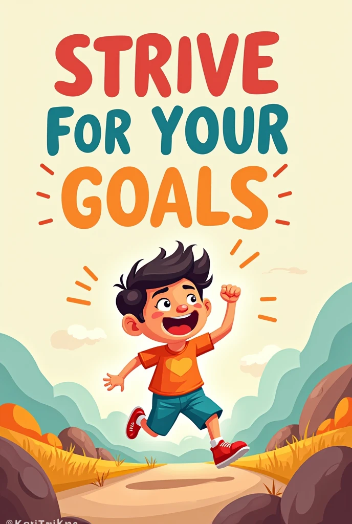 Create me a motivational poster with cartoon style