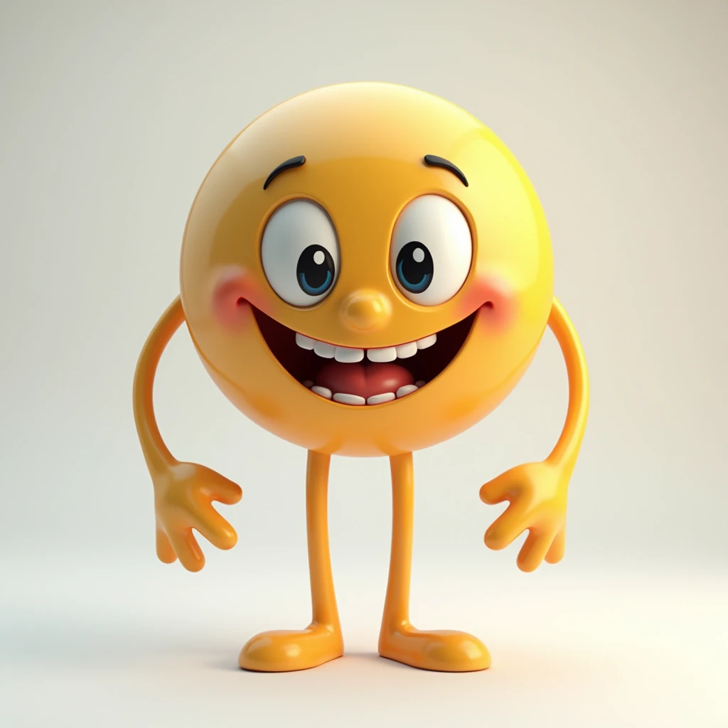 Highly detailed 3D circular emoji drawing、Has very thin arms and legs、 "Lelolo 🖐😜🤚". The caption is below "Blah blah blah、Eric is on the stick.（lol）"