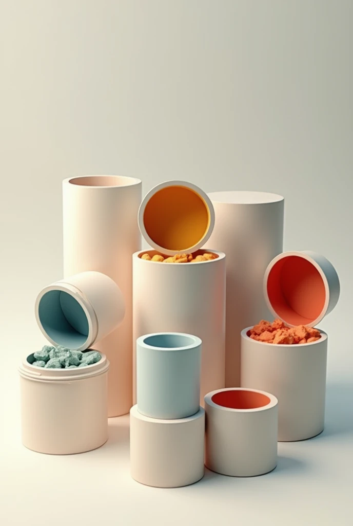Draw a picture showing several objects with similar appearances on the outside., such as boxes or jars, but when you open them they reveal different colors, textures and shapes inside. This symbolizes the idea that even though things may look the same on the outside, They are diverse and unique in their interior.