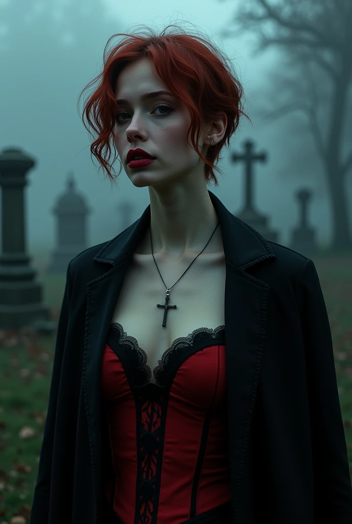 ((((NSFW)))), NSFW, naked, nude, naked pussy, open legs pose, ,Arafed woman wearing a black dress, wavy red hair, short and messy and a necklace., Promotional photo, Anya Taylor - Vampire Queen Joy, artistic style tom bagshaw, beautiful vampire woman, carmilla vampire, Portrait of a young witch, vampire fashion, samara weaving vampire, tom bagshaw studio weta, With red hair, still photo, witch clothes, Beautiful witch in the foggy cemetery, photorealistic, 8k, nude, naked pussy, open legs pose,