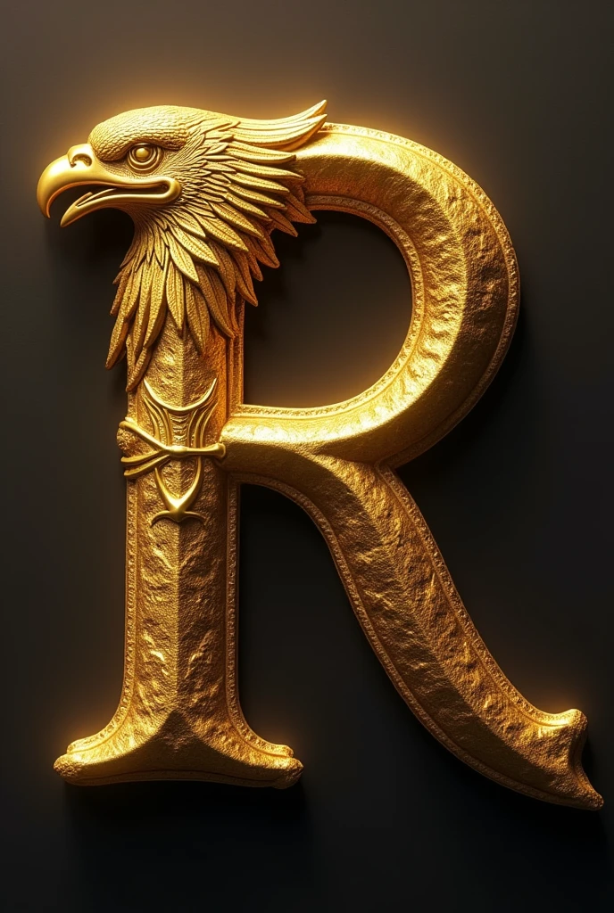  Primer plano de la  letra R  dorada con eagle head, with an eagle emblem, eagle logo, imperial symbol, eagles, ancient symbol behind, tap, heroes of might and magic 3, eagle head, 3D logo, Profile picture, follows the golden ratio, Profile picture 1024px, Lt. Marcin Zaleski, age of empires 3 english