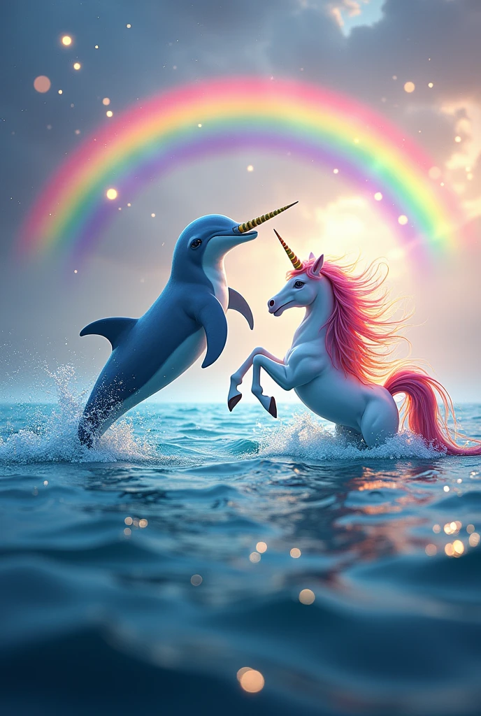 Dolphin and rainbow unicorn