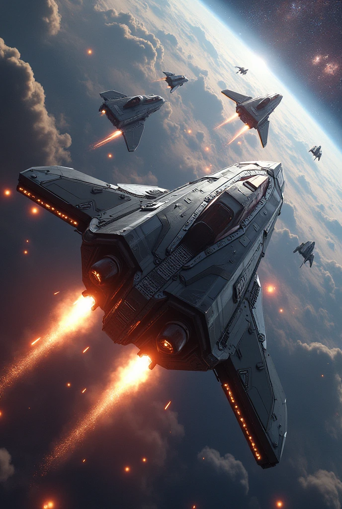 a futuristic sci-fi space battle, Very detailed, epic spaceships, intense combat, glowing energy weapons, powerful explosions, dramatic lighting, cinematographic composition, Changing Color Palette, realist rendering, Intricate mechanical details, sense of scale and grandeur, (Best Quality,4k,8k,High resolution,masterpiece:1.2),ultra detailed,(realist,photorealist,photo-realist:1.37)