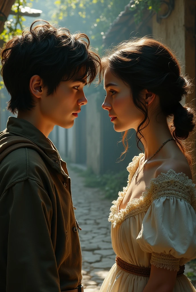 The poor boy falls in love with the beautiful woman 