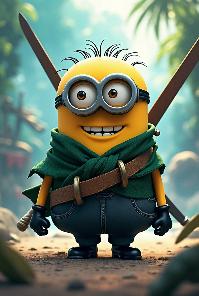 minion dressed as Zoro from one piece