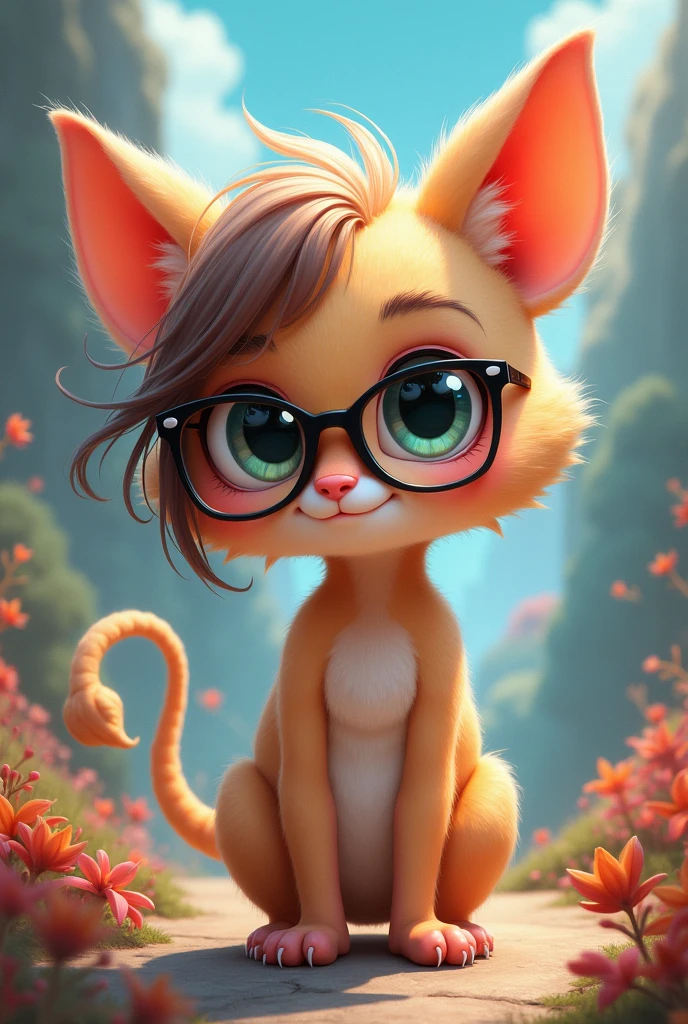 Imagine an avatar of a cartoon-style female monster, let it be tender, I wore glasses and was cool with an amazing background
