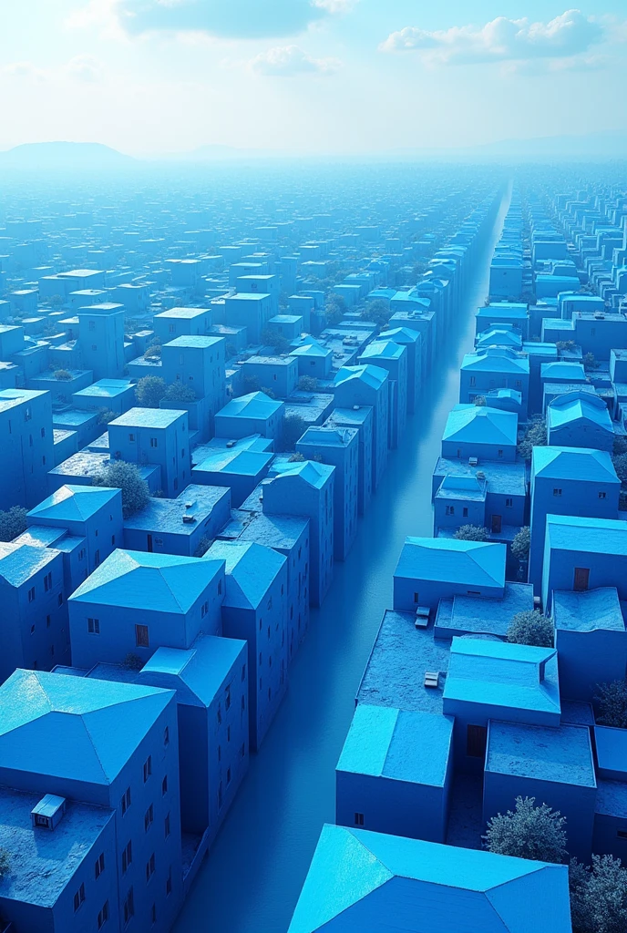 A background of a city full of small but blue rooms and the image has to be horizontal