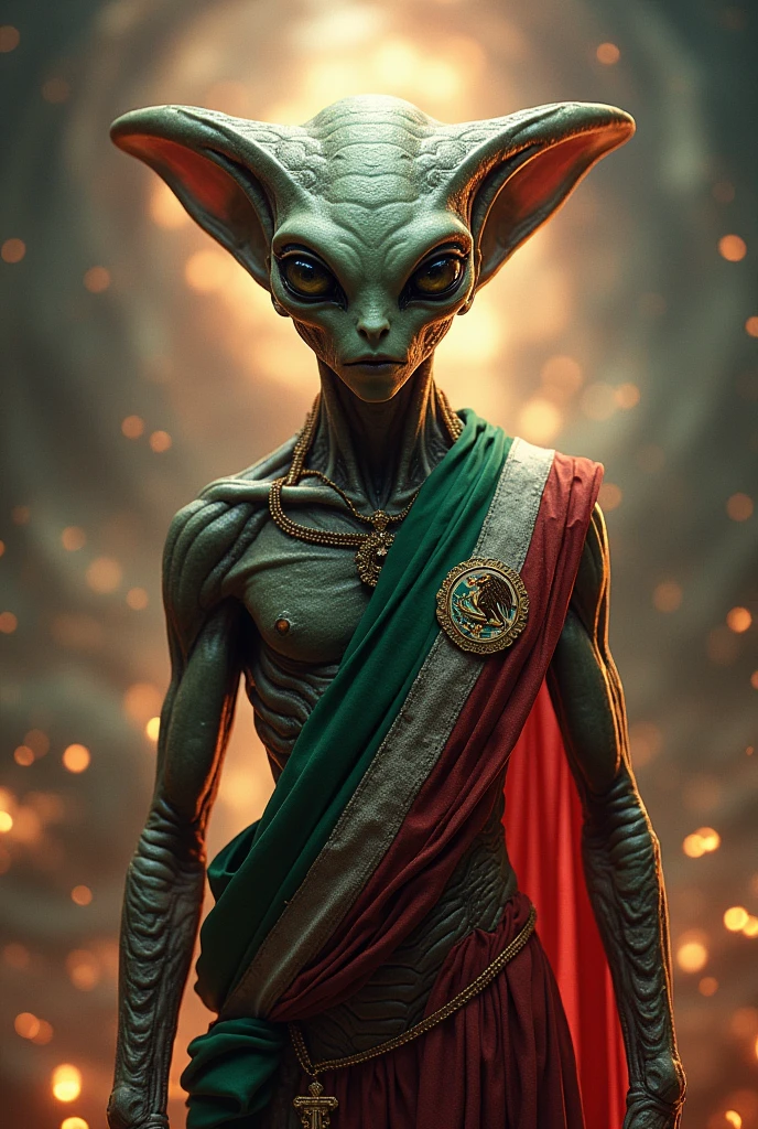 An Alien with the Presidential Sash of Mexico.