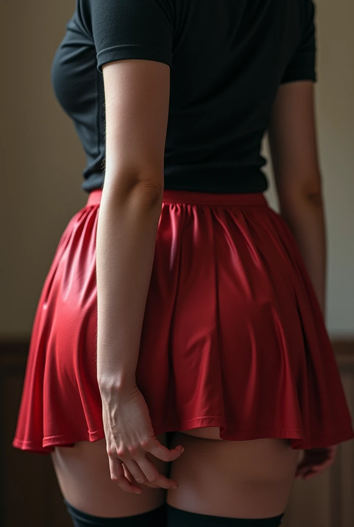 a close up of a hand emerging out of the ass of photorealistic giantess gwen stacy in a black shirt and red skirt, hyperrealistic schoolgirl, cutesexyrobutts, a hyperrealistic schoolgirl, giantess art, realistic schoolgirl, realistic, highly detailed giantess shot, macro giantess, thicc, beautiful woman bent over, gwen stacy in black thighhighs, anal vore
