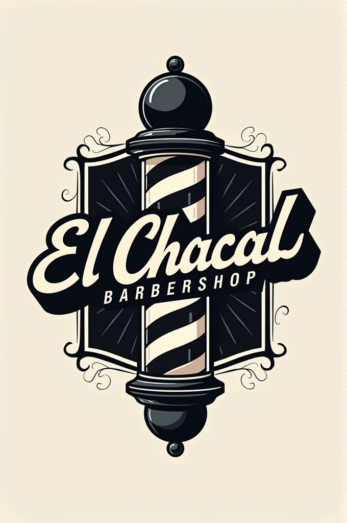 Black and soft barbershop logo with the name El Chacal barbershop 💈