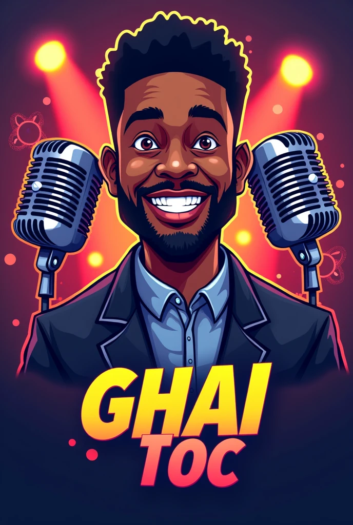 I'm a black guy. I'm starting a YouTube channel called Ghai toc. Please make me an interesting and funny logo with mics and speakers