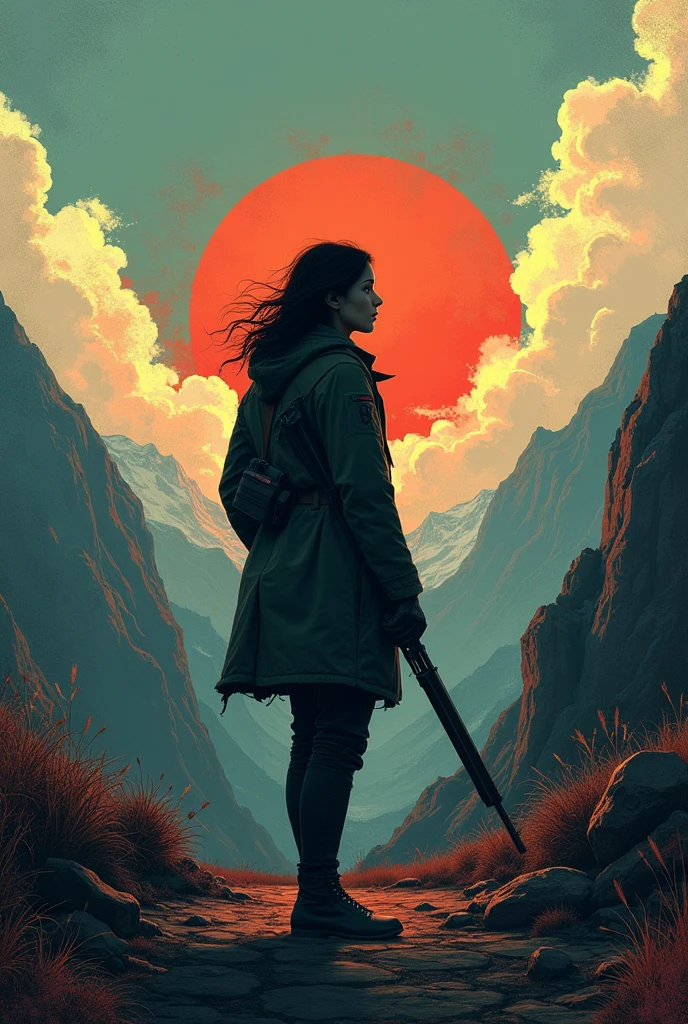 A book cover with current trends and that reflects the identity of the book that is titled by Miryam&#39;s tits. The book talks about the armed conflict that arose in Peru during the time of terrorism.. A very intelligent woman who did not allow herself to be recruited by the military because of her cunning. The book also describes mountain landscapes.
