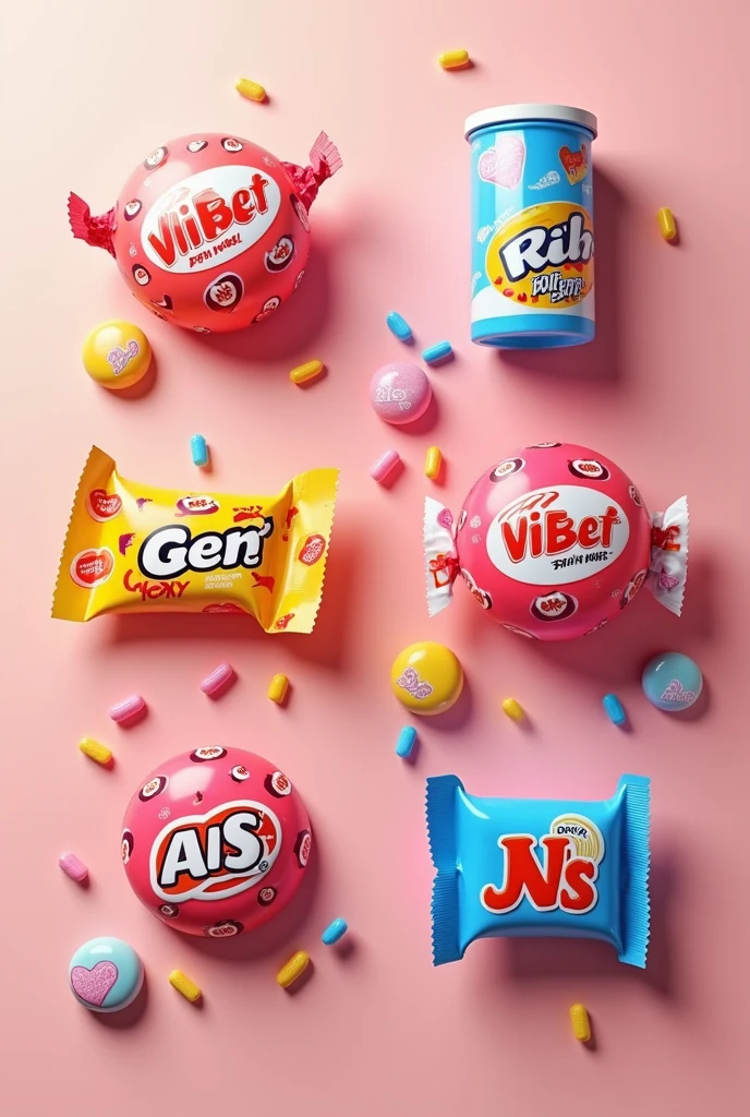 make six well-known candy or gum models with the box and the separate product

