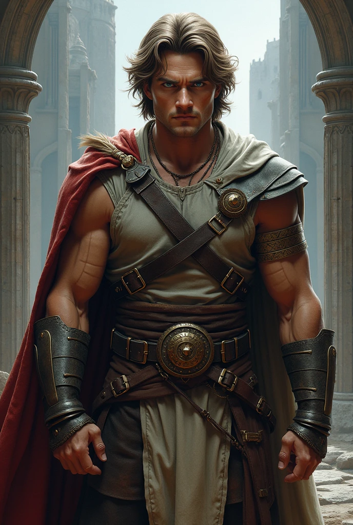 Illustrate the face of actor Kurt Russell - young man from the 80s - on a Dungeons and Dragons warrior, full body 8k,detail Kurt Russell's face well. RPG, realisitic, detailed make him look like Kurt Russell